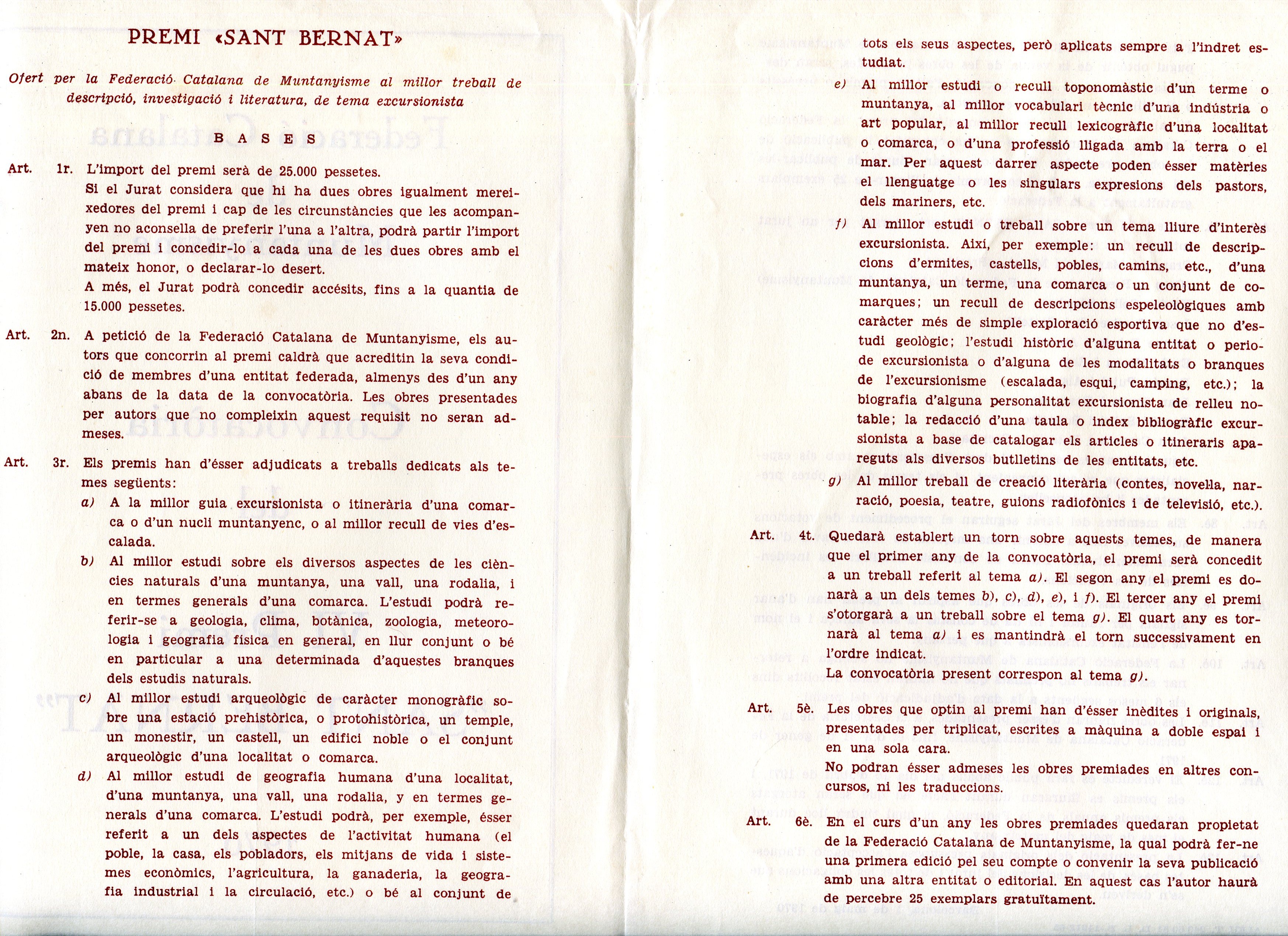 Convocatòria del VI Premi "Sant Bernat" 1.970 - Miniatura 2